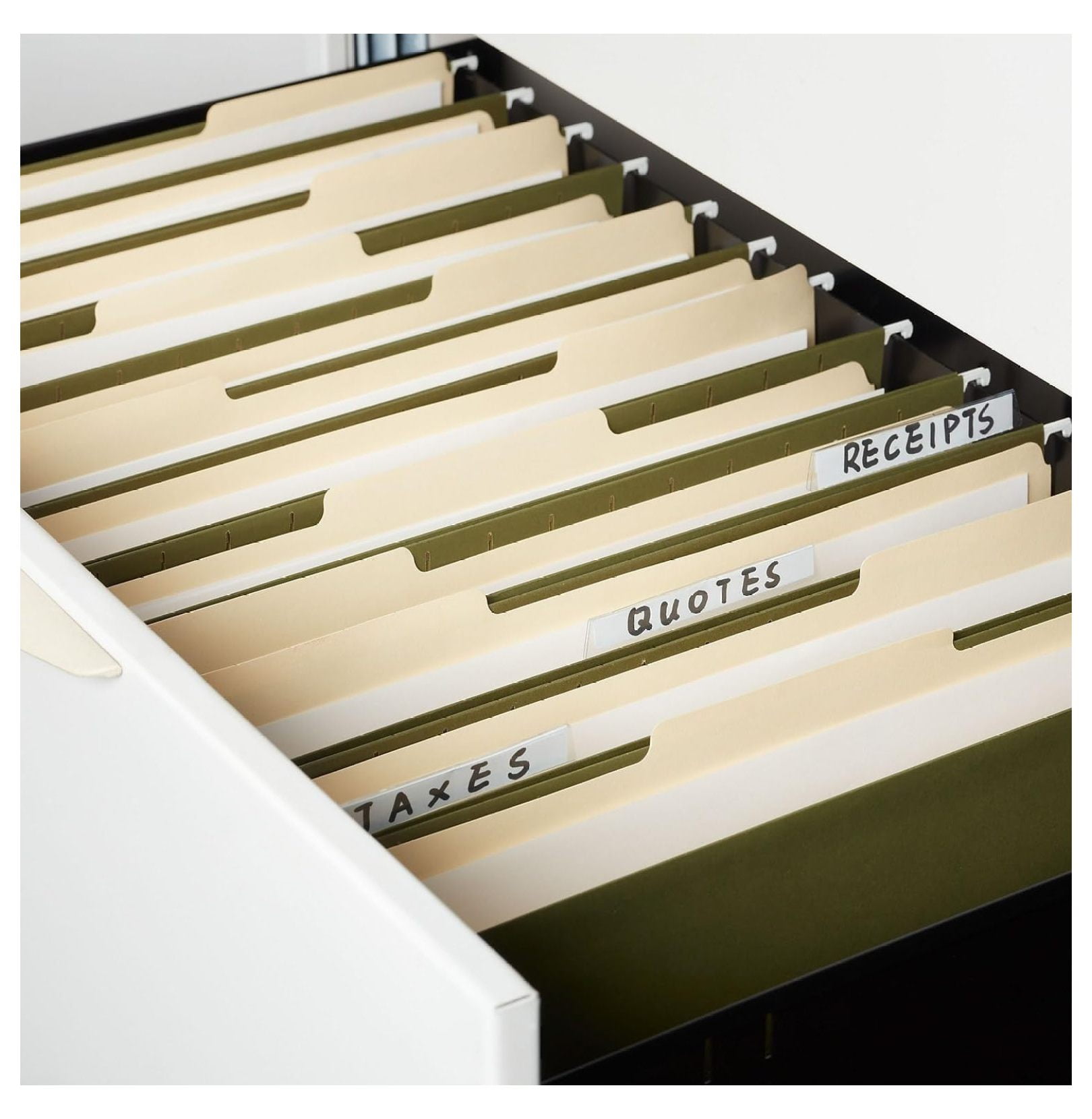 Hanging File Folders Legal Size - 5 Tab Green - 100 Pack - Standard Weight Paper - Office Filing Organization - Tear Resistant - Legal Document Storage