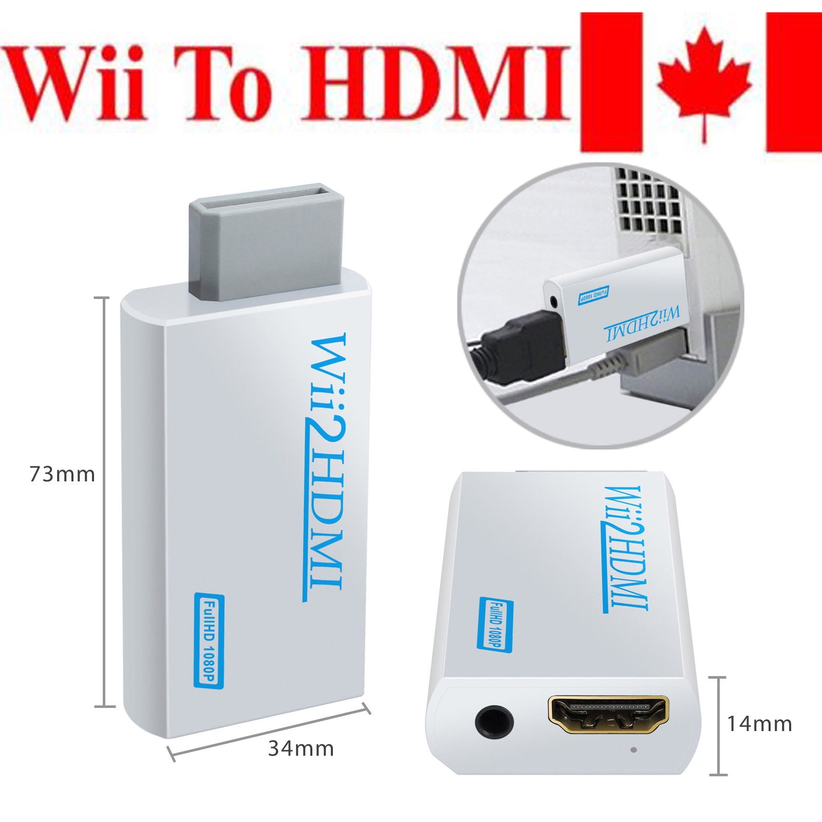 Wii to HDMI 720p 1080p HD Upscale Converter Adapter With 3.5mm Audio