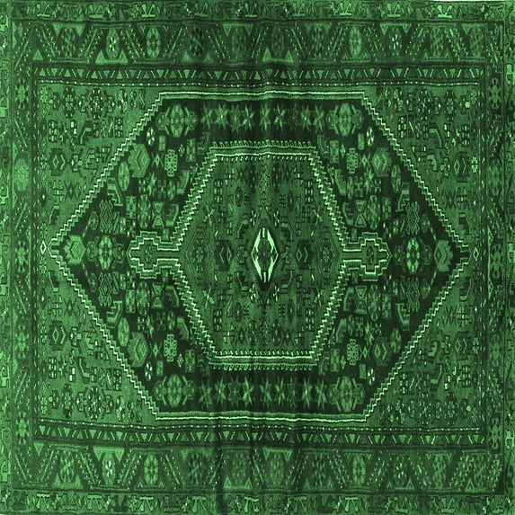 Ahgly Company Indoor Square Persian Emerald Green Traditional Area Rugs, 8' Square