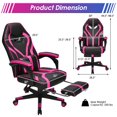 thumbnail image 3 of Giantex Chaise de Jeu, Fauteuil Inclinable Ergonomique avec Coussin Lombaire de Massage, Dossier Réglable, Repose-Pieds et Roulettes, Style Course pour Bureau à Domicile, Rose, 3 of 8