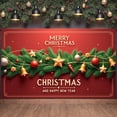 thumbnail image 5 of Red Background Christmas Banner Green Pine Branches New Year Banner Gingerbread Man Star Ornaments Holiday Banner for Christmas Party New Year Celebration Home Decoration, 5 of 9