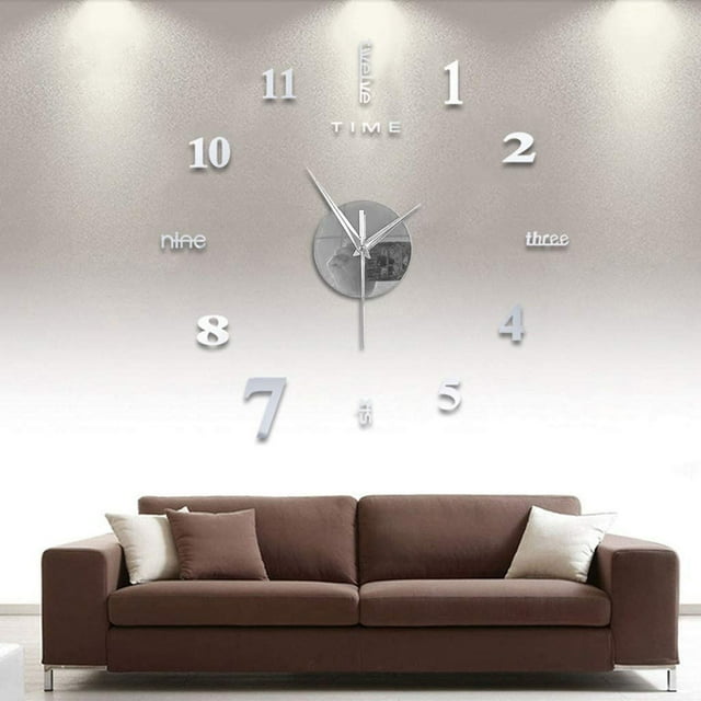 Frameless Wall Clock Sticker, EDHITNR DIY Self-Adhesive Mirror Clock Decor, Large 100cm Diameter Silent Feature Wall Clocks for Home Office Cafe