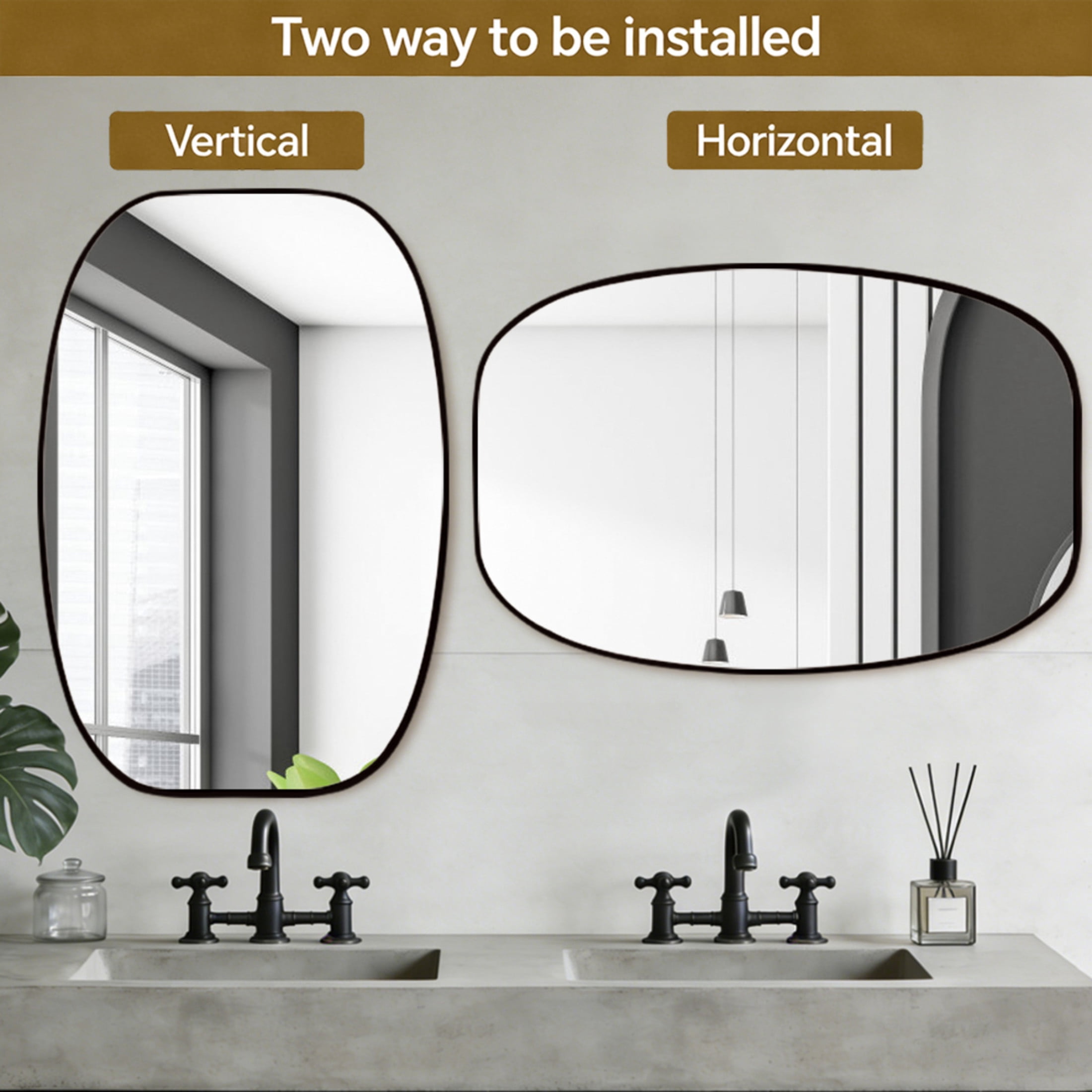 Noble House 30"x40" Unique Metal Framed Oval Wall Mirror, Modern Oblong Vanity Mirror for Bathroom & Entryway, Black