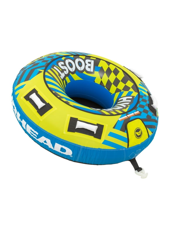 Airhead Hydro Boost 1 Person Towable Tube for Boating, Blue & Yellow