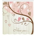 thumbnail image 3 of Ambesonne Love Shower Curtain, 2 Birds Romance Motif, 69"Wx75"L, Blush Brown Beige, 3 of 3