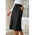 thumbnail image 6 of Women's Black Front Slit High Waist Midi Skirt – Stylish Casual Essential for Every Day [ZhiHiMeRi] | XL, 6 of 12