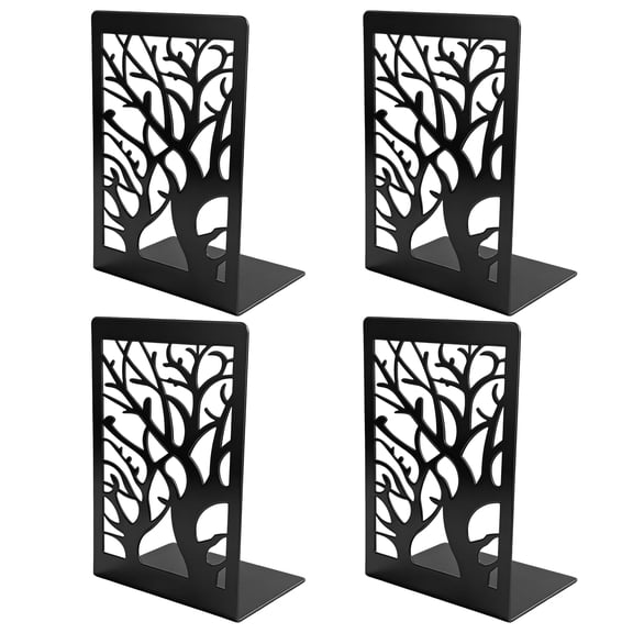 GARITIN Metal Bookends 2 Pairs for Home Office Desk, Black