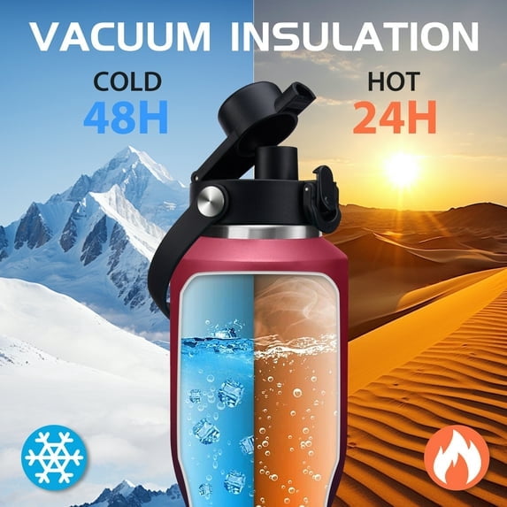 40 OZ Water-Bottle Fit Car Cup-Holder - Double Wall Vacuum Insulated Thermal with Lid and Straw, Stainless Steel Tumbler 40oz with Carrying Case, for Travel Drive