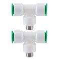 thumbnail image 1 of 2Pcs G1/2in Male Thread PPR Plastic Water Pipe Tee Connector for Household Water Heating, 1 of 5