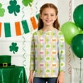 thumbnail image 3 of Tauxra Chandail de la Saint-Patrick pour Adultes, T-Shirt à Manches 3/4 Imprimé Col Rond, T-Shirt Graphique Trèfle Décontracté à Manches Longues pour Activités Festives, 3 of 6