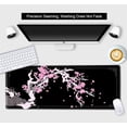 thumbnail image 3 of Japanese Pink Cherry Blossom Desk Pad - Black Long Mouse Pad, Cute Sakura Flowers Desktop Mat, Women Laptop Protector Writing Pads for School Office, 31.5x11.8 Inch, 3 of 6