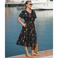 thumbnail image 6 of CASSIE LIZ Womens Dresses Plus Size 3X V Neck Black Floral Maxi Dress Elastic Waist with Pockets Vacation Party Wedding Guest Dress 3XL 22W 24W, 6 of 9