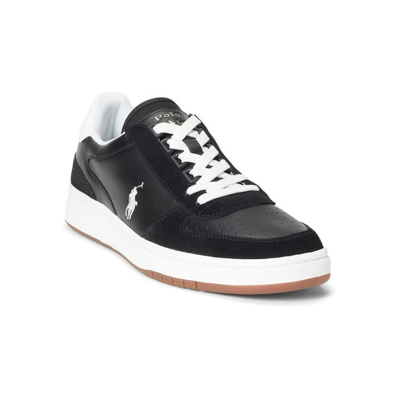 Polo Ralph Lauren BLACK/WHITE SUEDE Men's Court Low-Top Sneaker, US 12 D-Medium