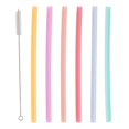 thumbnail image 1 of 6pcs Portable Reusable Environmentally Friendly Silicone Drinking Straw with Cleaning Brush Set, 1 of 5