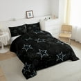 thumbnail image 4 of Manfei Bling Star Print Comforter Sets Full Size, Black Blue Comforters & Duvets, Cartoon Theme Reversible Bedding Full Comforter Set, Microfiber Bedroom Decoration, 3-Piece, 4 of 8