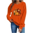 thumbnail image 6 of Hurxie Fall Pumpkins Sweatshirts for Women Long Sleeve Halloween Thanksgiving Graphic Shirt, 6 of 7