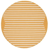 SAFAVIEH Montauk Amadine Striped Cotton Area Rug, Gold/Ivory, 6' x 6' Round