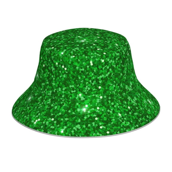 Balery Green Glitter Sun Hats for Men Women Bucket Hat UPF 50  Buckey Hat Boonie Hat Foldable UV Protection Hiking Beach Fishing Summer