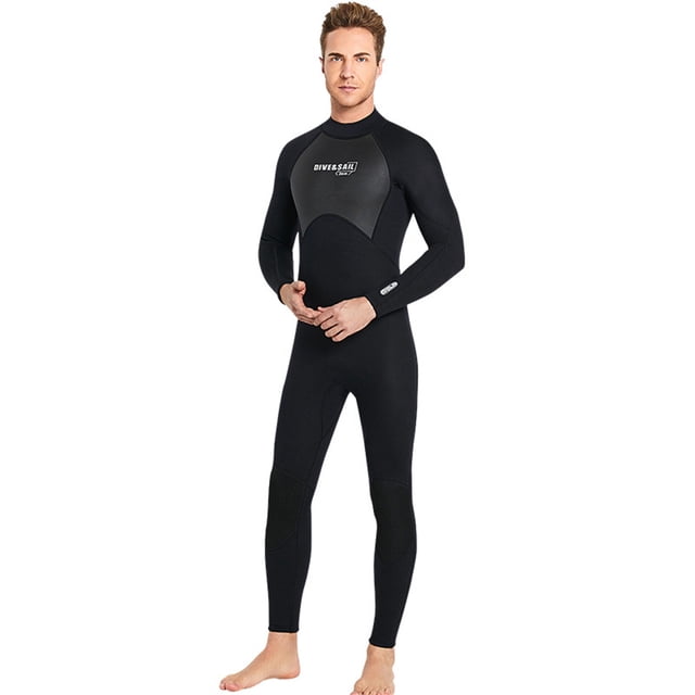 Naiovety Traje de buceo de 3mm, Material de nailon, buena elasticidad, traje de baño de una pieza de estilo de manga larga, traje de neopreno con ribete Deportes acuáticos Hombres Negro L Naiovety OD020682-03