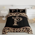 thumbnail image 3 of Homewish Cartoon Monogrammed P Queen Comforter Set for Teens, Leopard Cheetah Print Bedding Sets, Modern Fashion Reversible Bedding Comforter Set, Lightweight Room Decor, 3 Pieces, 3 of 9