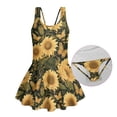 thumbnail image 6 of Uourmeti Girls' Sunflower & Butterfly Print Skirted One-Piece Swimsuit - Quick Dry, Stretchy Beach Swim Dress for Summer Pool & Vacation, 6 of 8