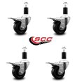 thumbnail image 2 of 3 Inch Phenolic Swivel 1-3/8 Inch Expanding Stem Caster Set Total Lock Brake, 2 of 2