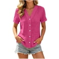 thumbnail image 6 of cfhntfmh Summer Tops for Women Casual Short Sleeve Shirts Business Work Blouse V Neck Button down Tops with Pockets, 6 of 7