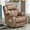 Plush-brown, variant on Manual Swivel Glider Rocker Recliner Chair with Heated Massage, 360° Swivel Overstuffed Lounge Chair with 2 Cup Holders, Side Pockets & USB Ports for Living Room, Fabric Gray