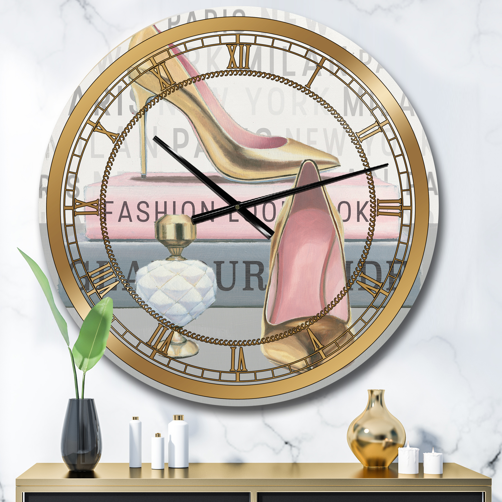 Designart 'Glam fashion High Heels III' Glam wall clock