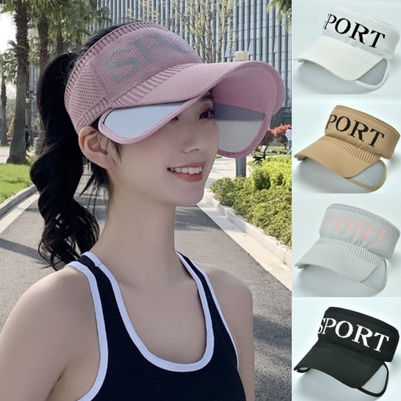 Open Top Sports Sun Visor, Adjustable Brim UV Protection Visor for Running, Hiking, Outdoor Activities, Men and Women's Summer Sports Hat-Beige