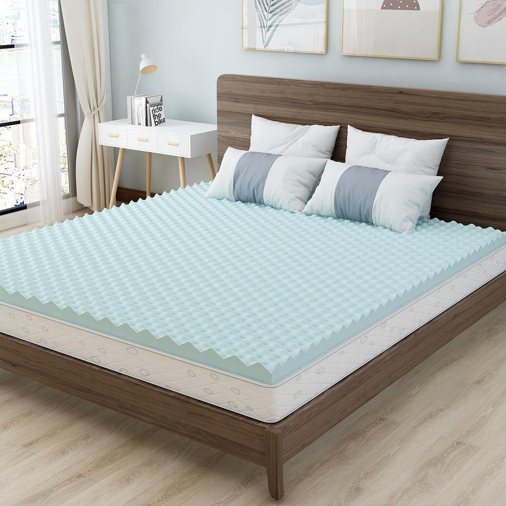 Details about   Mattress Topper Memory Foam Gel Infused Bed Pad Egg Crate Pressure Relief Blue 