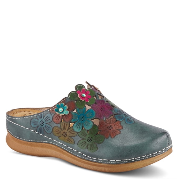 L’Artiste AUGI Hand-Painted Floral Leather Clog Wedge