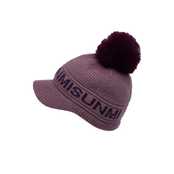 WITHMOONS Knitted Women Winter Visor Knit Baseball Cap Pom Beanie Soft Warm Ribbed Hat SLQ1487 (Purple)