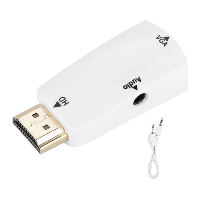 Adaptador HDMI hembra a VGA hembra Nikou con Cable de salida de audio de 3,5 mm HD 1080P blanco