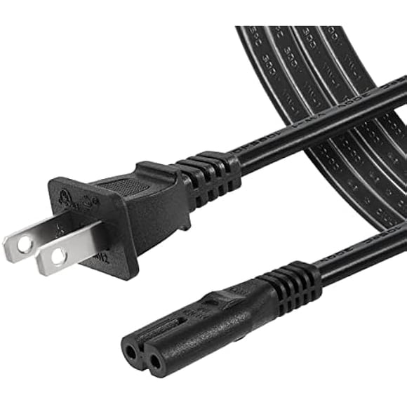 LujingZ Power Cord 2 Prong AC Wall Cable Compatible with TCL Roku Samsung Apple TV Non Polarized Replacement-3FT