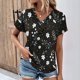 thumbnail image 2 of Tops de Algodón para Mujeres Cuello en V Moda Casual Manga Corta Primavera Verano Top para el Hogar Y Diario, 2 of 6
