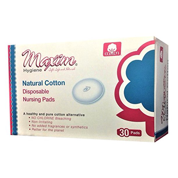 Maxim Hygiene Natural Cotton Disposable Nursing Pads 30 Count