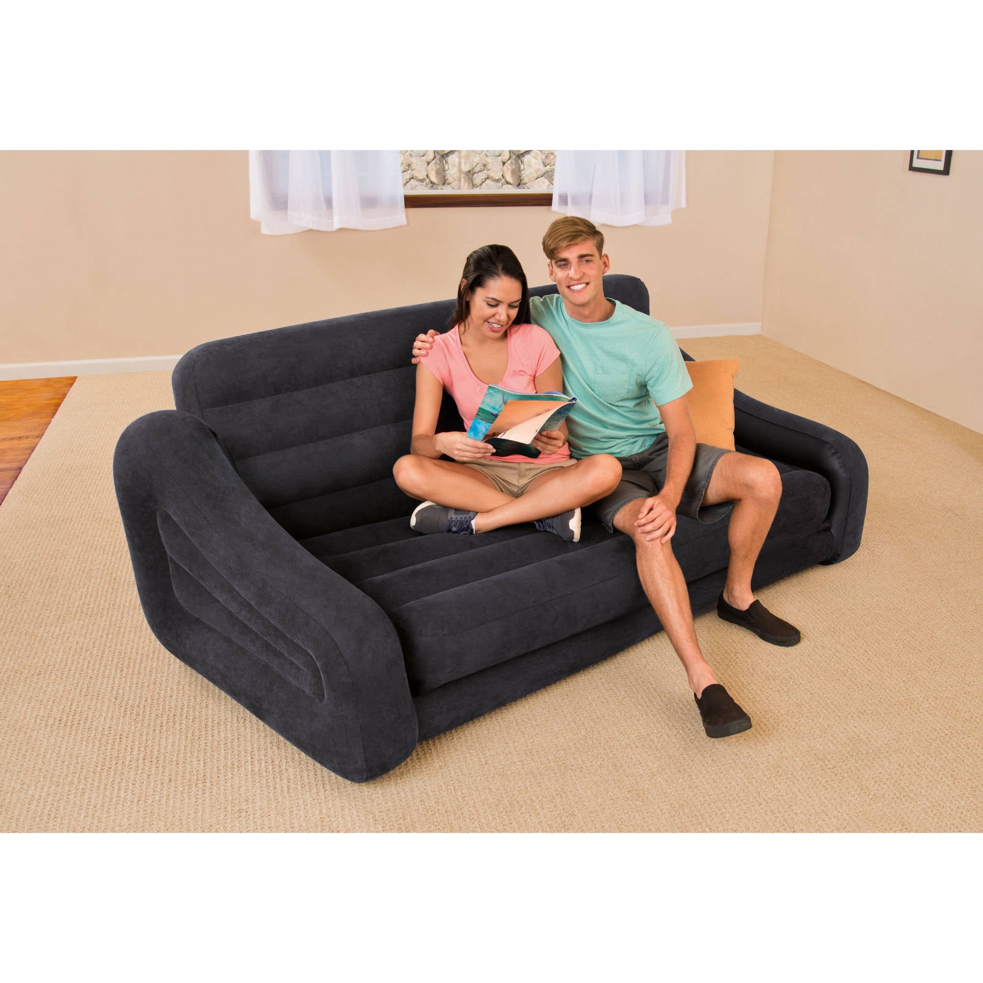 Intex Queen Inflatable Pull Out Sofa Bed Walmartcom