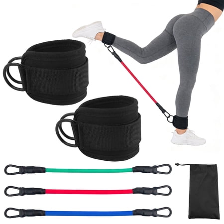 Ankle Resistance Bands with Cuffs, Ankle Bands for Working Out, Ankle Resistance Band for Leg, Booty Workout Equipment for Kickbacks Hip Fitness Training, Exercise Bands for Butt Lift Women