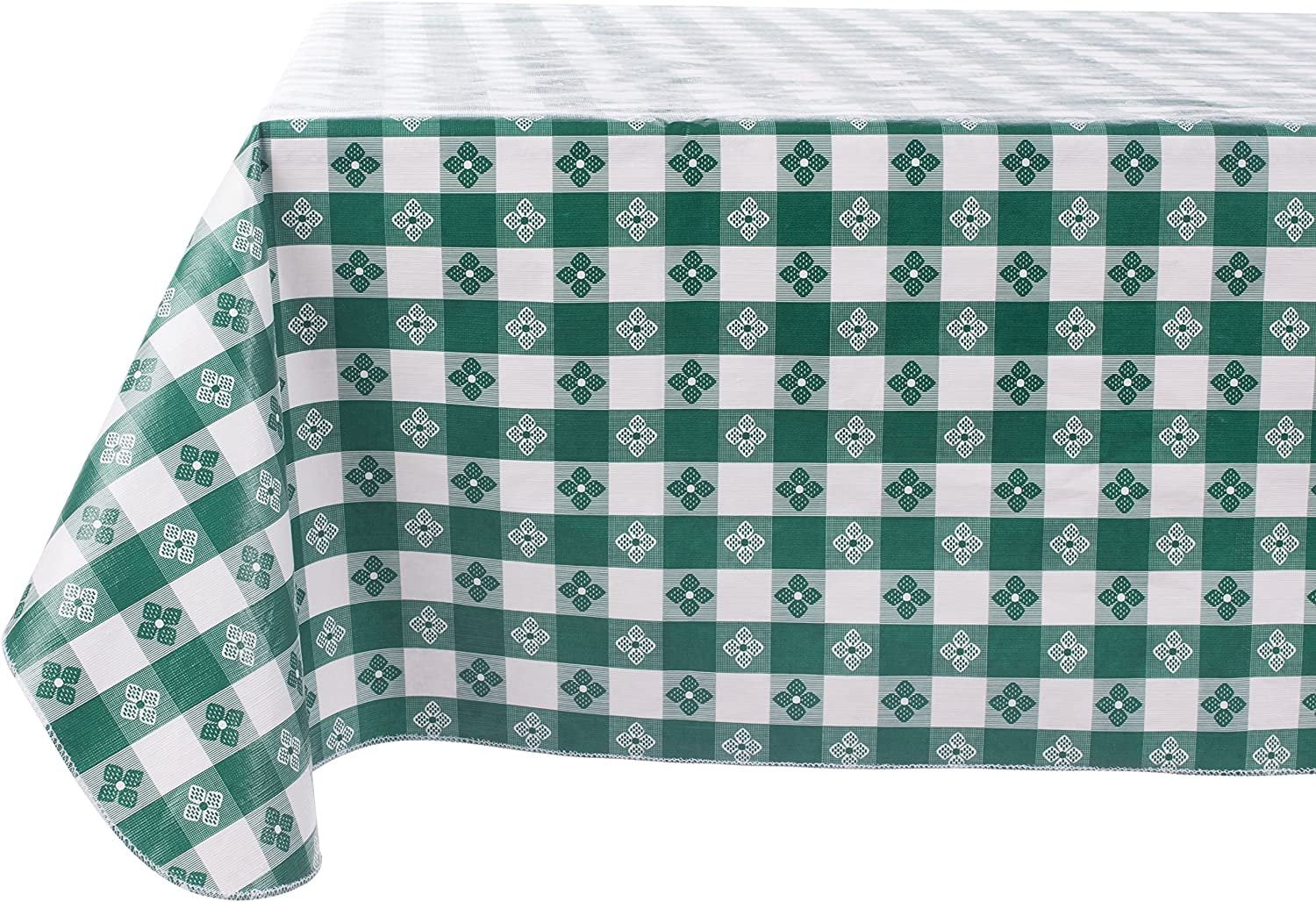 White/ Lime Green Striped Vinyl Tablecloth 52x52 52x70 NEW 