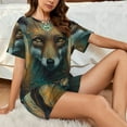 thumbnail image 4 of Pofeuu Vintage Pattern Fox Print Women's Pajama Set Short/Shorts Soft Button PJs Elastic Drawstring Waist Sleepwear-Medium, 4 of 6