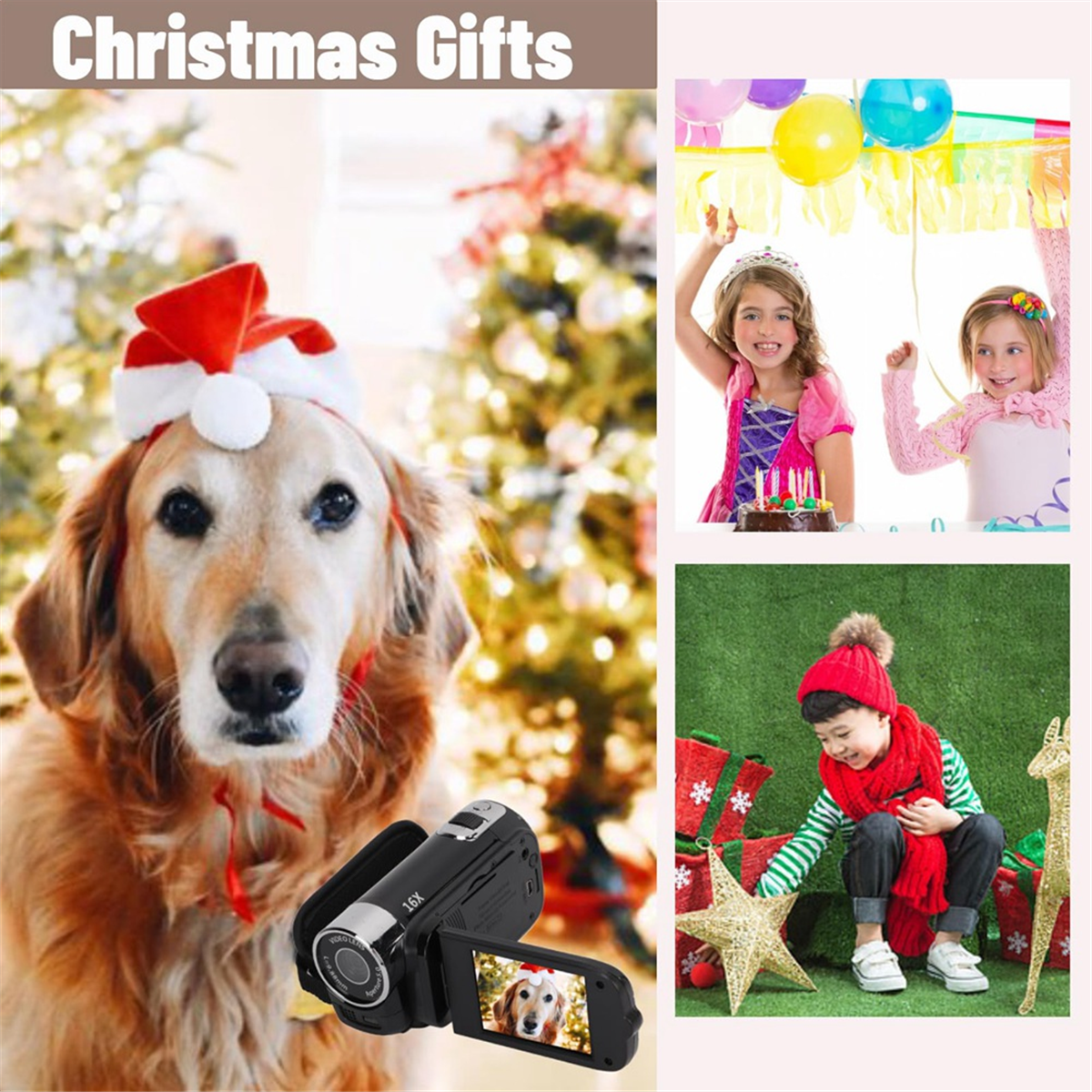 16MP Digital Camcorder 1080P Full HD DV Camcorder Digital Video Camera Degree Rotation Screen 16X Night Zoom