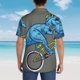 thumbnail image 4 of Fotbe Fun Riding Dinosaur Camisa Hawaiana para Hombre Unisex – Camisa Casual de Verano con Botones de Manga Corta de Algodón y Lino,Small, 4 of 7
