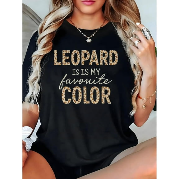 Leopard Cheetah T-Shirt Graphic Tee Animal Top Cotton Breathable Short Sleeve Casual Black S-5XL