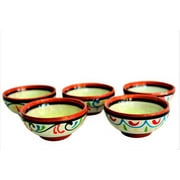 Cactus Canyon Ceramics Very Small Spanish Terracotta 5-Piece Very Small Mini-Bowl (Pinch Bowls) Set, White
