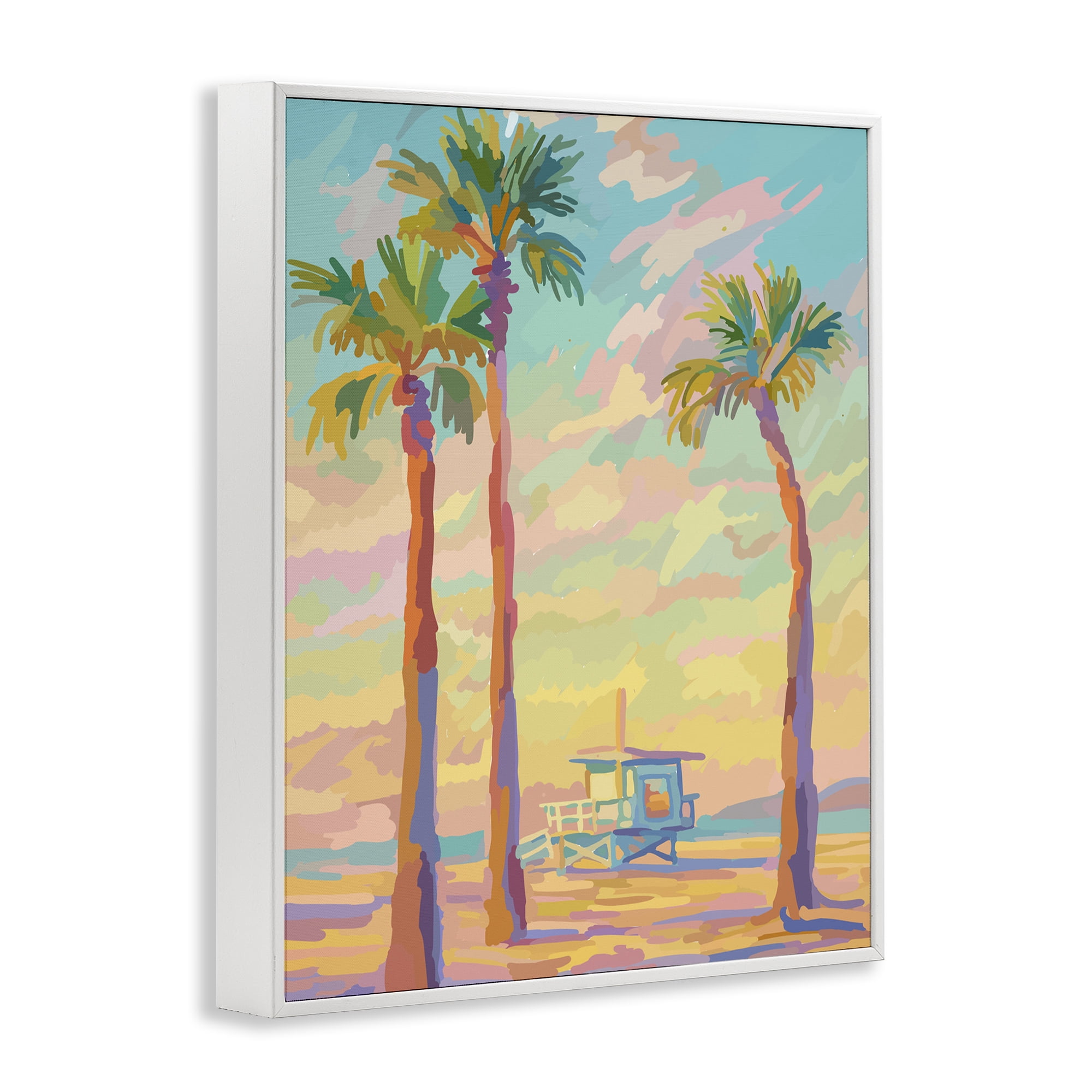 Stupell Industries Beachside Palms Abstraction White Framed Giclee Art, design by Amelia Noyes