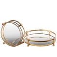 thumbnail image 2 of Urban Trends Collection  Metal Round Tray, Distressed Metal Finish Gold, Set of Two, 2 of 2