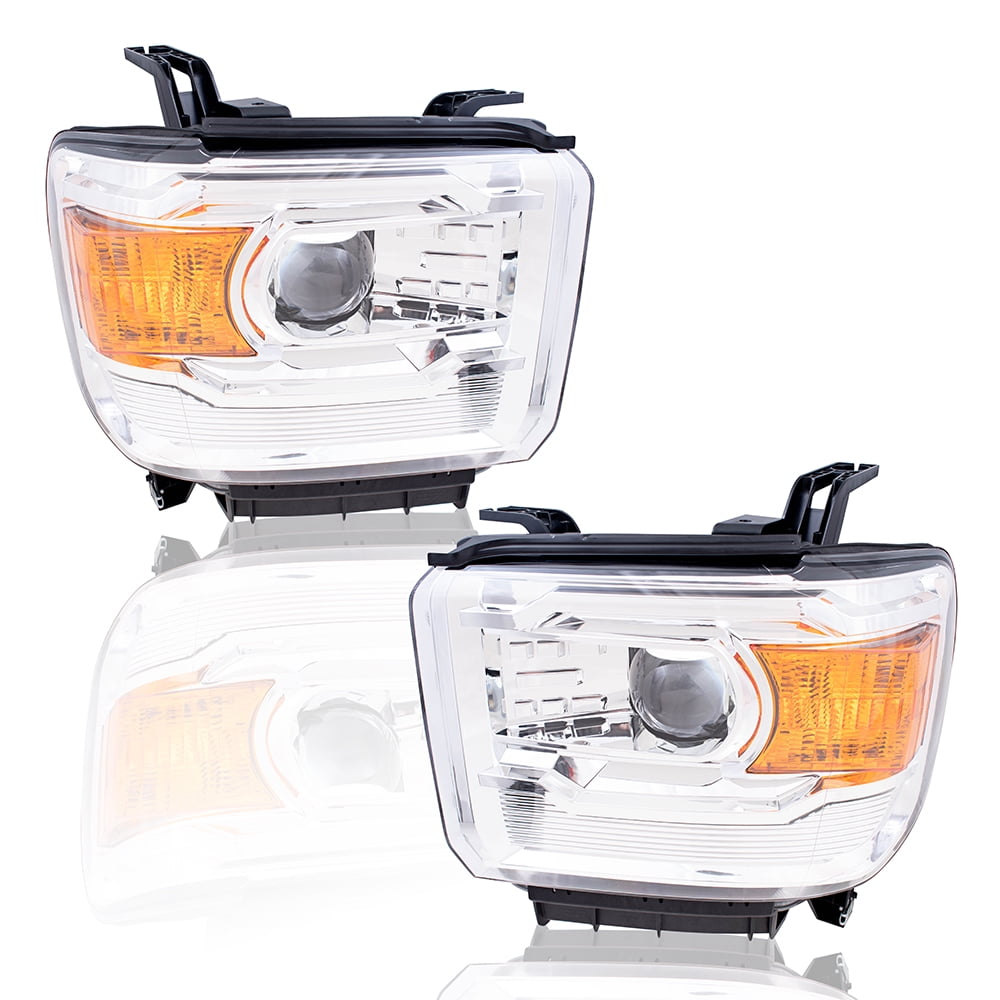 BROCK 4 Pc Set Headlights with Side Signal Lights Replacement for 1999-2002 Chevrolet Silverado Pickup Truck 16526133 16526134 15199558 15199559