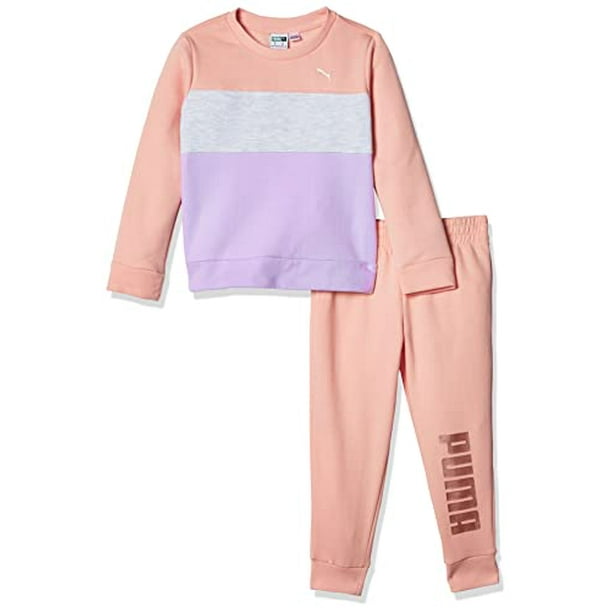 PUMA Girls Fleece Crewneck Pullover Jogger Set Apricot Blush 3T Walmart