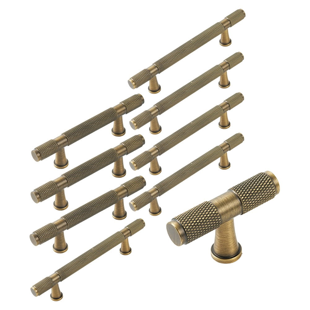 AFQH Brass Handle Exposed Antique Brass Furniture Handle Drawer Cabinet Door Handle